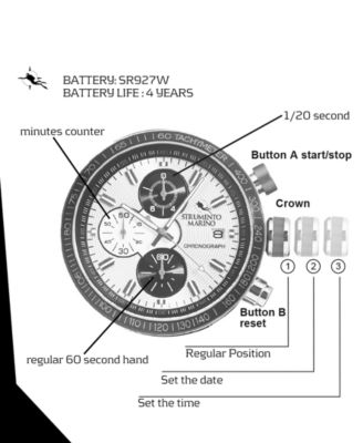 Strumento Marino Men's Admiral Chronograph Black Silicone Performance Timepiece Watch 45mm
