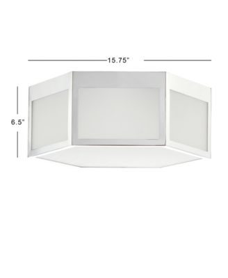 Moderno 15.75" Hexagon, Frosted Glass Led Flush Mount