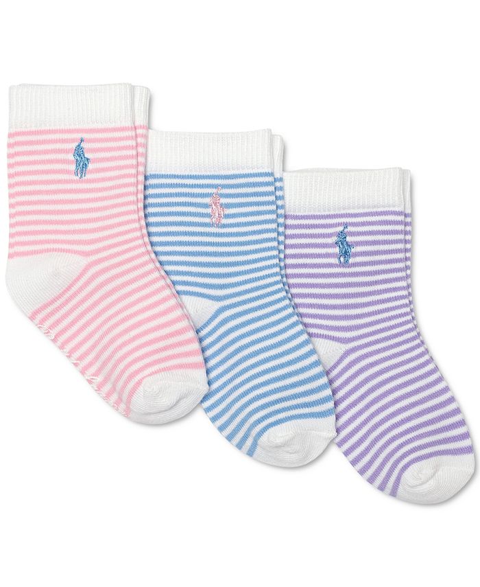 Polo Ralph Lauren Baby Girls 3Pack Striped Crew Socks Macy's