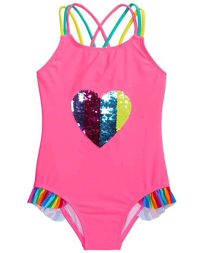Solo Toddler Girls 1-Pc. Reversible Rainbow Sequin Swimsuit - Macy's