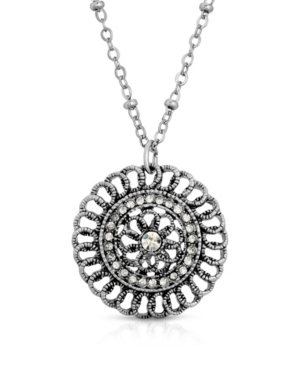 image of 2028 Silver-Tone Crystal Pendant Necklace