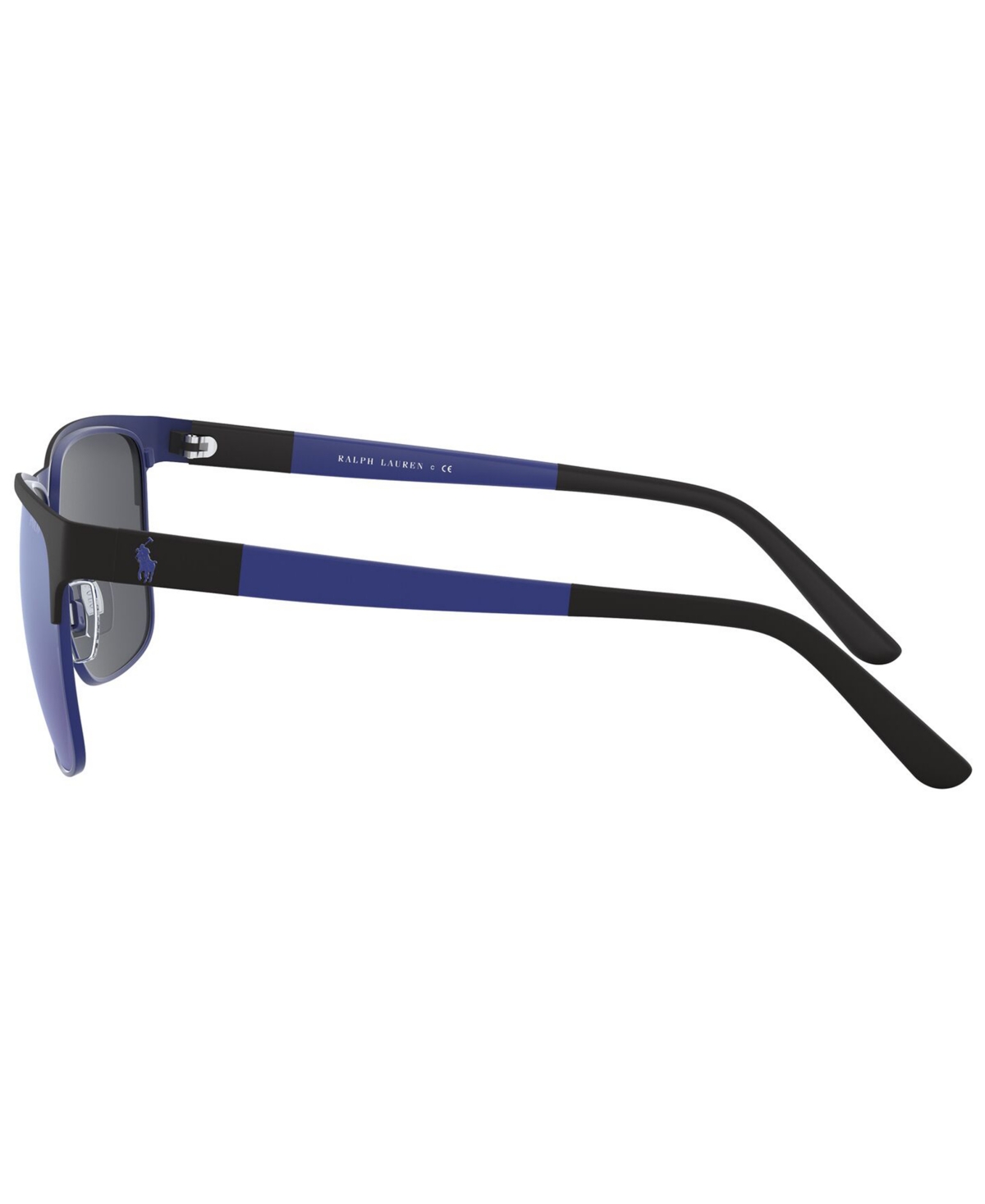 Shop Polo Ralph Lauren Sunglasses, Ph3128 57 In Matte Black,matte Royal Blue,blue Mirror