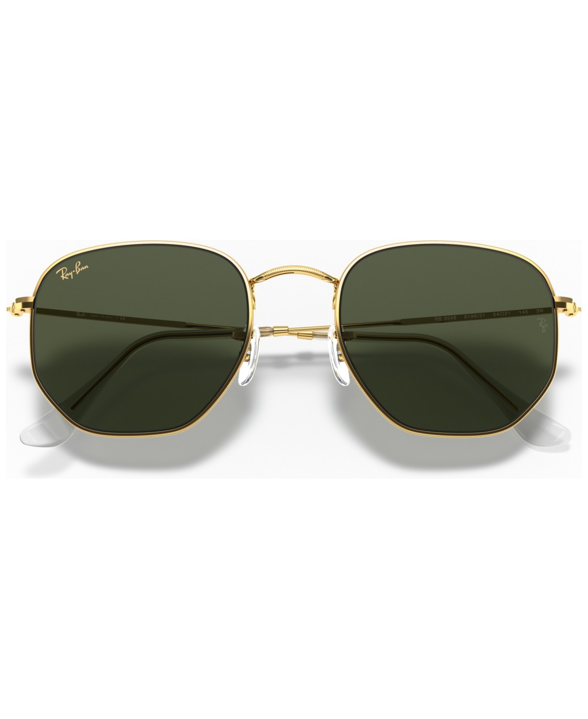 Ray Ban Hexagonal Legend Gold Green Classic G-15 Unisex Sunglasses Rb3548 919631 51 In Gold Legend,green