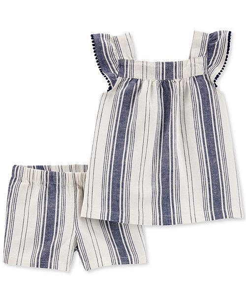 Carter S Baby Girls 2 Pc Striped Tunic Shorts Set Reviews