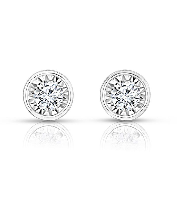 TruMiracle Diamond Stud Earrings (1/4 ct. t.w.) in 14K White Gold - Macy's
