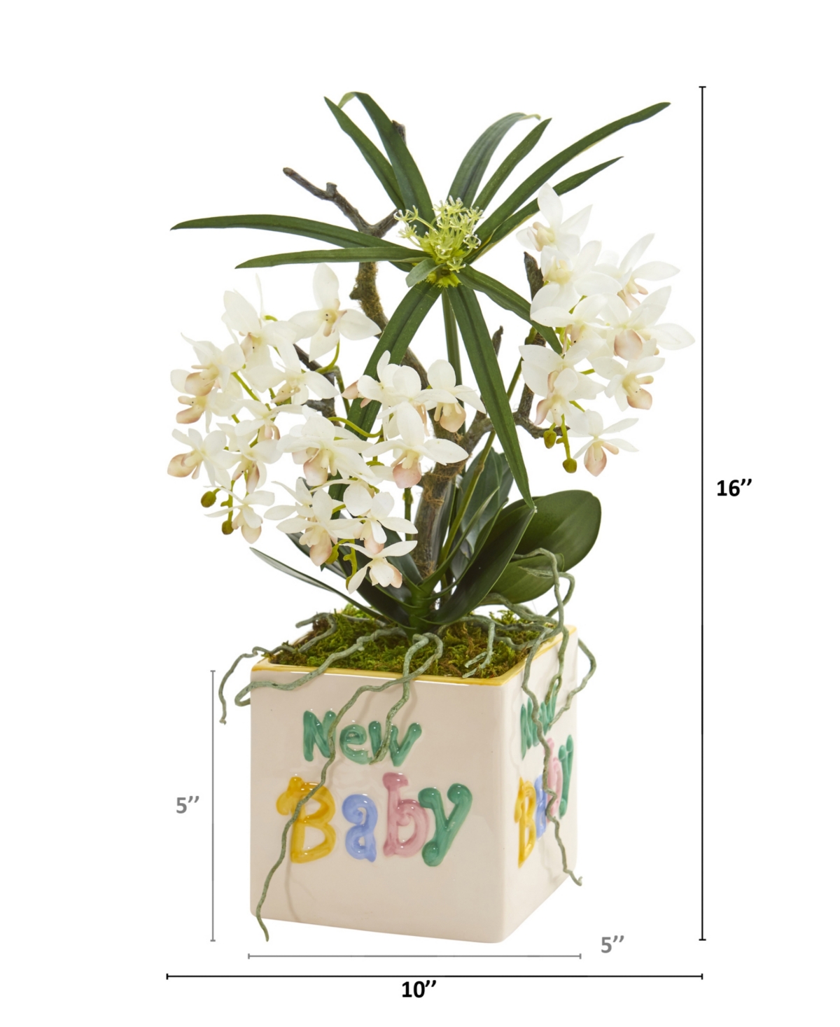 Nearly Natural 16in. Orchid Phalaenopsis and Cyperus Artificial Arrangement in 