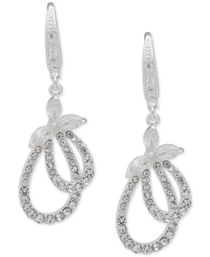 image of Anne Klein Crystal Navette & Pave Loop Drop Earrings