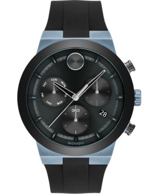 Movado Men's Swiss Chronograph BOLD Black Silicone Strap Watch 44mm ...