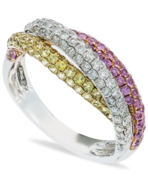image of Yellow Sapphire (5/8 ct. t.w.) and Pink Sapphire (5/8 ct. t.w.) Diamond (3/8 ct. t.w.) Ring Set in 14k White Gold