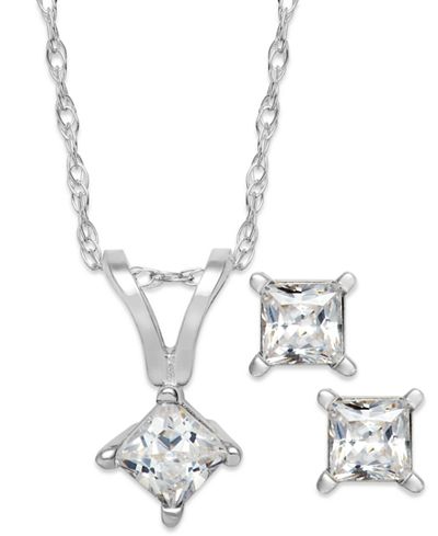 gold cut 8 necklace japan Cut Pendant Princess in Necklace Earrings Diamond Set and