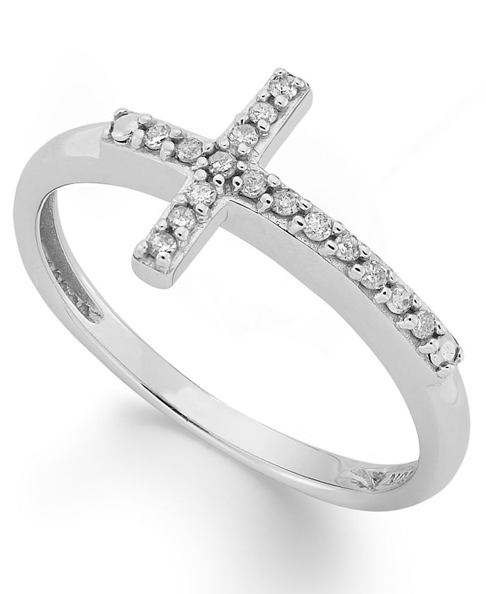 Sideways cross ring white gold sale