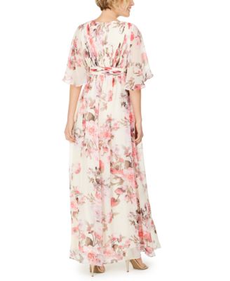 Adrianna Papell Floral-Print Chiffon Gown