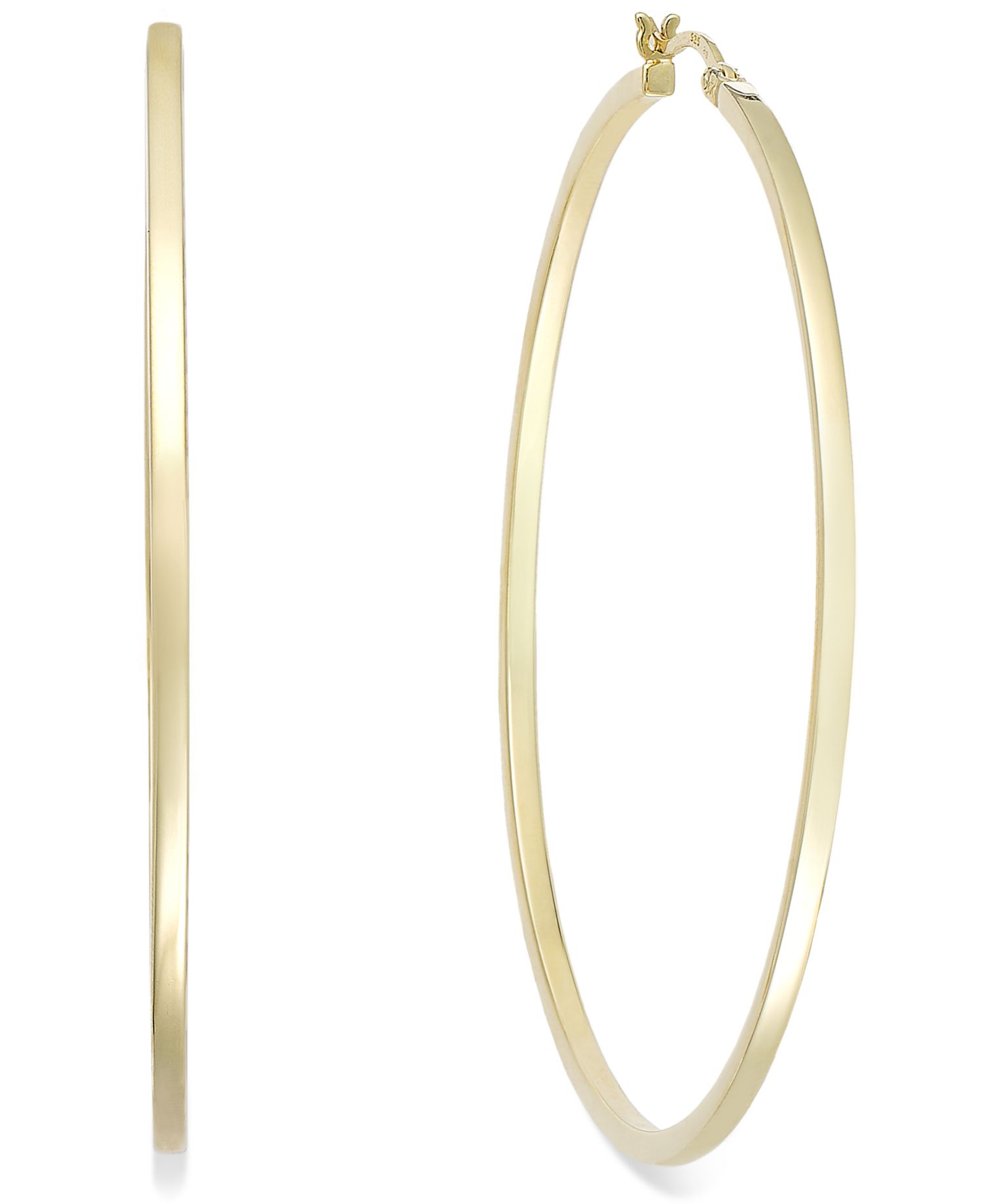 Square Tube Hoop Earrings in 14k Gold Vermeil, 60mm (Also in Sterling Silver)