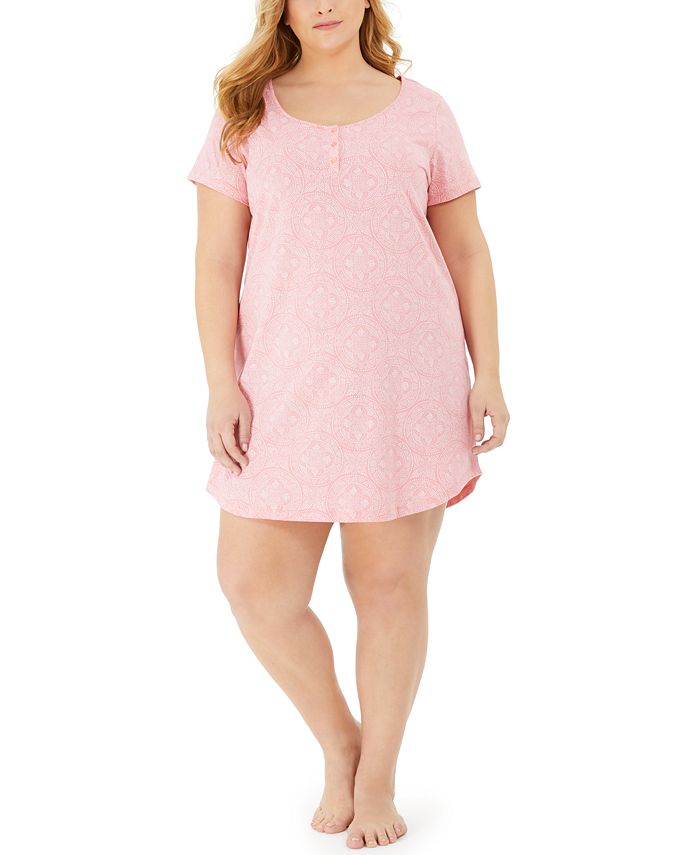 Charter Club Plus Size Cotton Sleep Shirt Nightgown, Created for Macy's ...