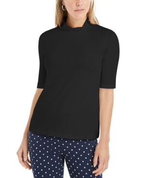 image of Charter Club Supima Cotton Mock-Neck Top, Created for Macy-s
