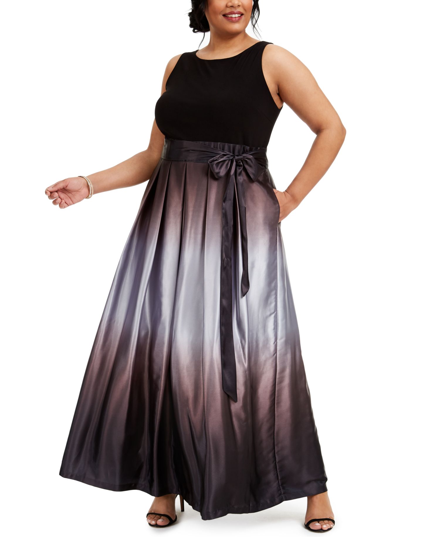 Plus Size Ombre A-Line Gown