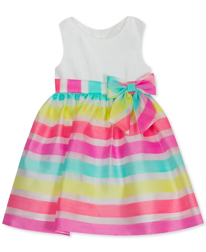 Rare Editions Toddler Girls Striped Organza Dress - Macy's