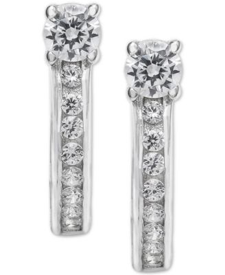 Small Cubic Zirconia Huggie Hoop Earrings in Sterling Silver, 0.5", Created for Macy's
