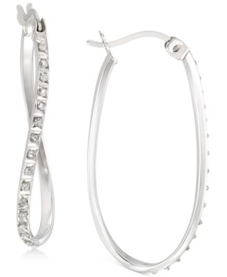 diamond twist hoop earrings