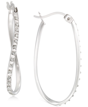 image of Giani Bernini Diamond Accent Twist Hoop Earrings in Platinum over Sterling Silver, Created for Macy-s