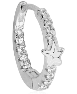 image of Bodifine Cubic Zirconia Star Sterling Silver-Tone Ear Cartilage Hoop