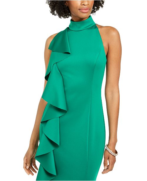 jessica howard petite ruffle scuba gown