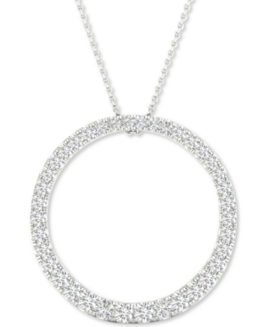 image of Forever Grown Diamonds Lab-Created Diamond Circle Pendant Necklace (1/2 ct. t.w.) in Sterling Silver, 16