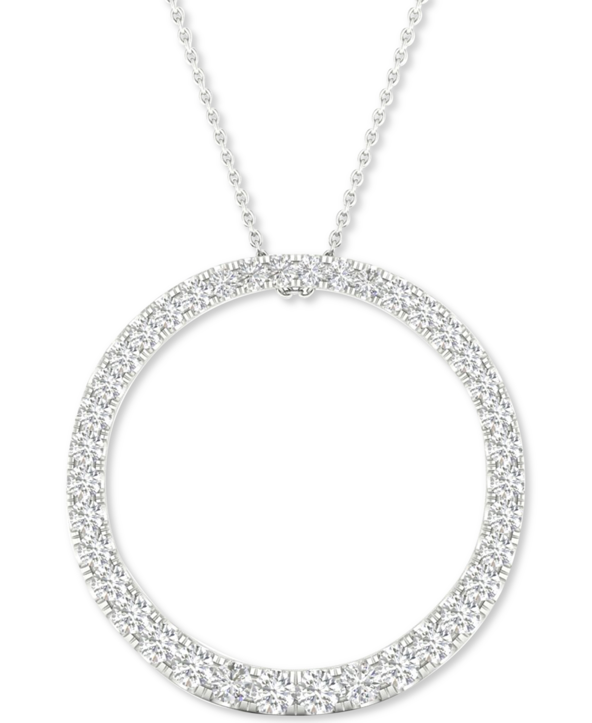 Lab-Created Diamond Circle Pendant Necklace (1/2 ct. t.w.) in Sterling Silver, 16" + 2" extender - White Gold