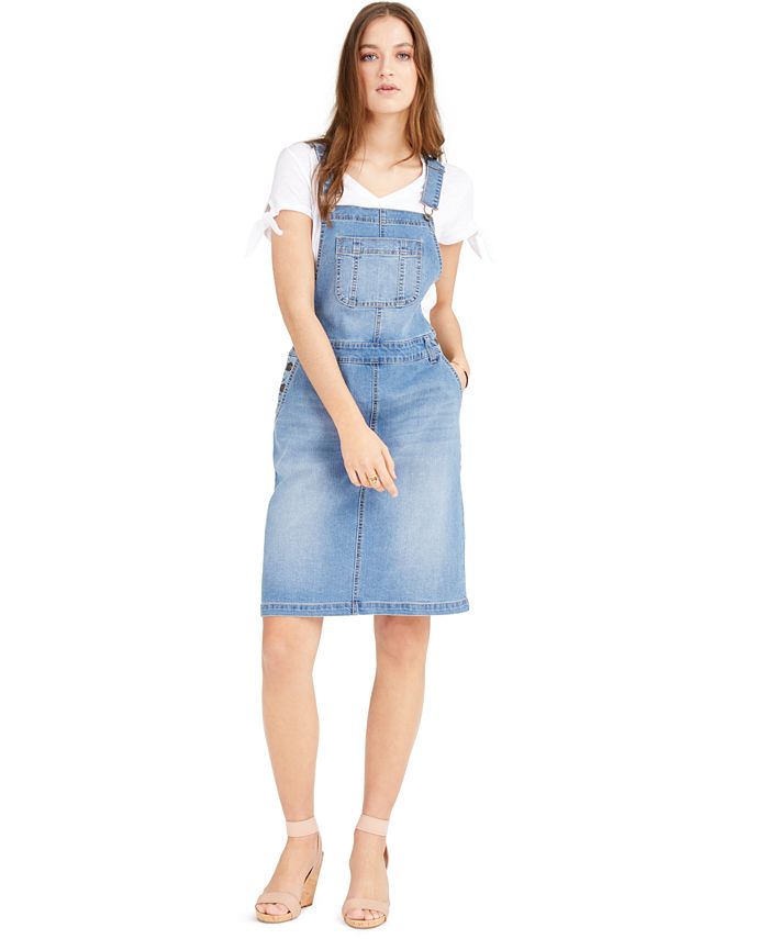  Women's Casual Strap Denim Dress A Line Pinafore Bib Overall  Dress with Pockets Midi Long Jean Dress (A Blue Jeans,S) : Clothing, Shoes  & Jewelry