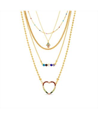 Steve Madden - Heart, Hamsa and Bar Layered Necklace