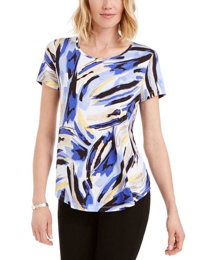 JM Collection Printed Scoop-Neck T-Shirt, Created for Macy's & Reviews ...