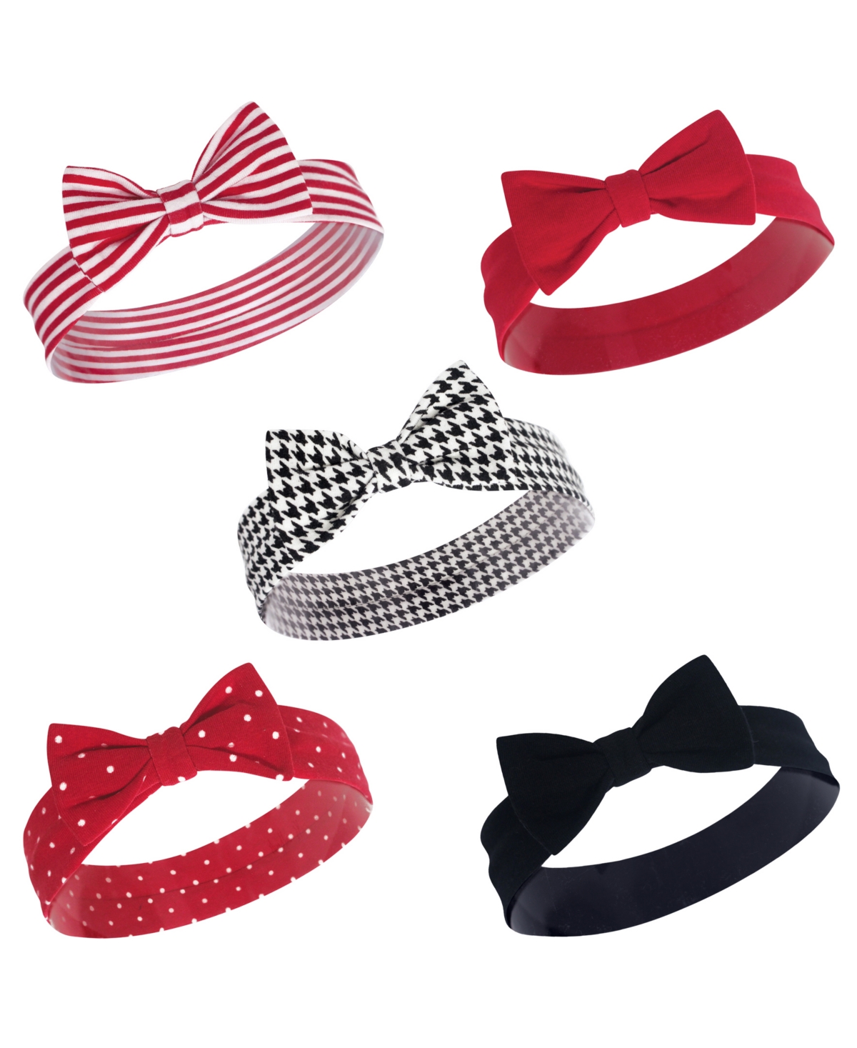 Hudson Baby Baby Girls Cotton Headbands 5pk, Daisy, 0-24 Months -Houndstooth