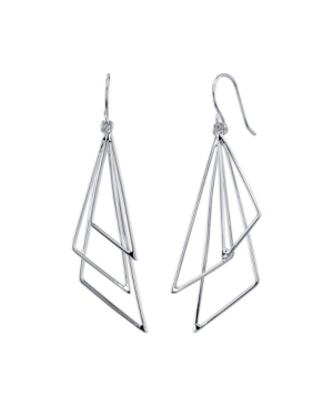 image of Unwritten Silver Plated Wire Triple Triangle Drop Earring