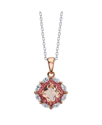 David Tutera - Rose Gold Flash Plated Clear and Peach Pink Cubic Zirconia Pendant Necklace by  Everyday Celebrations