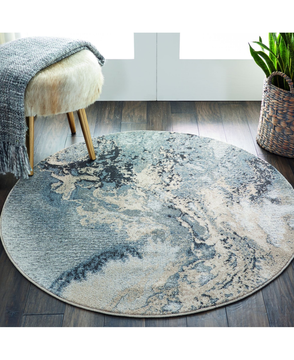 Long Street Looms Samuel SAM08 Gray 5'3" Round Area Rug