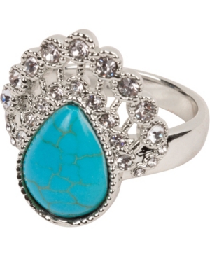 image of Grace Kelly Collection Rhodium Plated Drop Ring