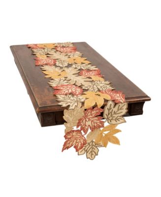 Manor Luxe Autumn Leaves Embroidered Cutwork Table Runner - Macy's