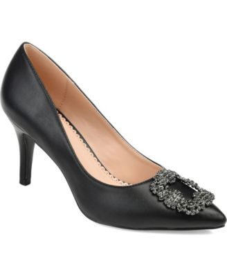 Journee Collection Women's Maysie Pump - Open Toe Woven Block Heel, Vegan Leather, 4" Heel - View #6