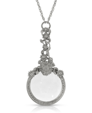 image of 2028 Silver-Tone Magnifying Glass with Flower Necklace