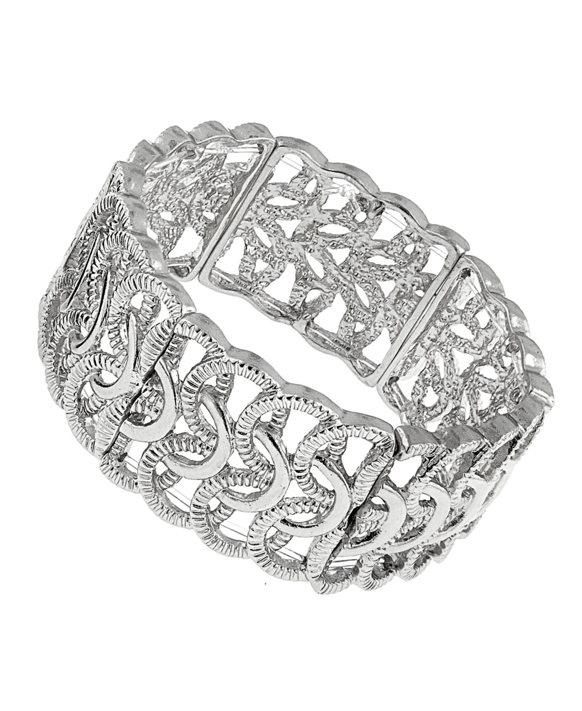 2028 Woven Loop Stretch Bracelet In Silver