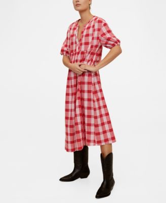 MANGO Checked Cotton Dress Macy s