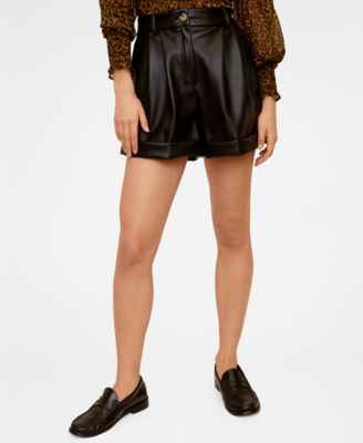 mango leather shorts