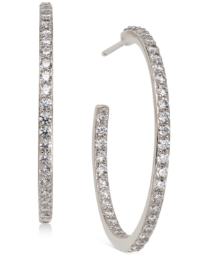 image of Ava Nadri Medium Cubic Zirconia In & Out Hoop Earrings, 1.125