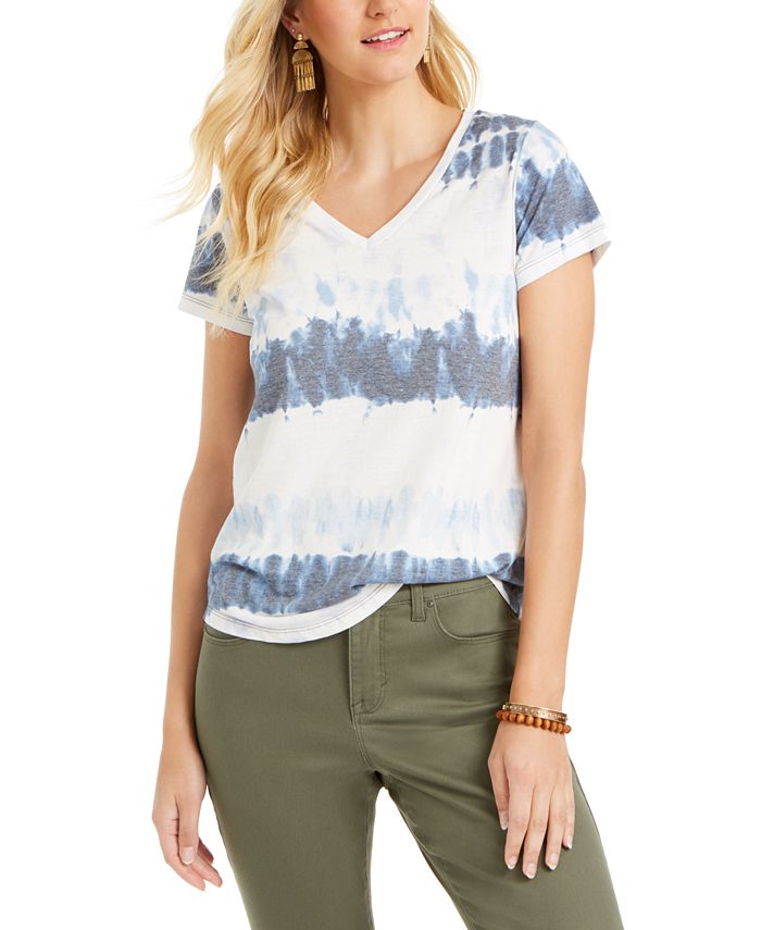 Style & Co Women's Burnout V-Neck T-Shirt, Created for Macy's - Macy's