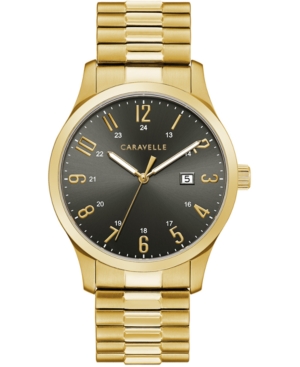 Caravelle Men's Gold-tone Stainless Steel Expansion Bracelet Watch 40.2mm In Gray