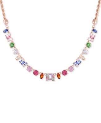 GUESS - Gold-Tone Multicolor Crystal Frontal Necklace