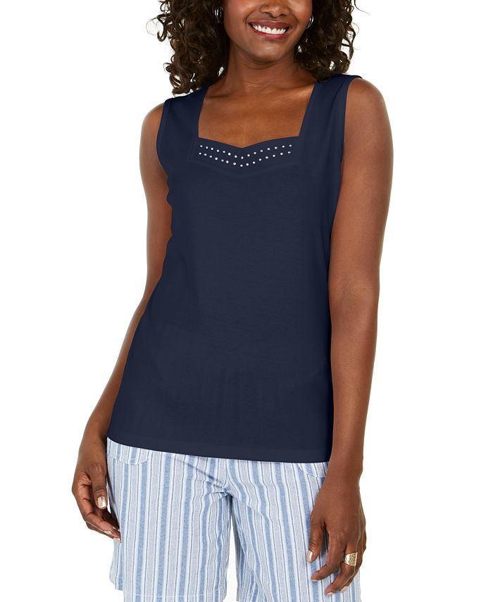 Karen Scott Studded Sweetheart Tank, Created for Macy's Macy's