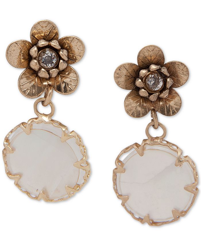 lonna lilly Gold Tone White Stone Flower Drop Earrings Macy s