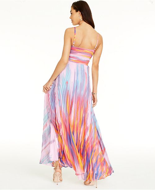 Laundry by Shelli Segal VNeck Pleated Printed Gown & Reviews Dresses