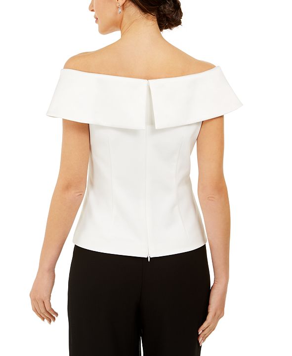 Adrianna Papell Off-The-Shoulder Tuxedo Top & Reviews - Tops - Women ...